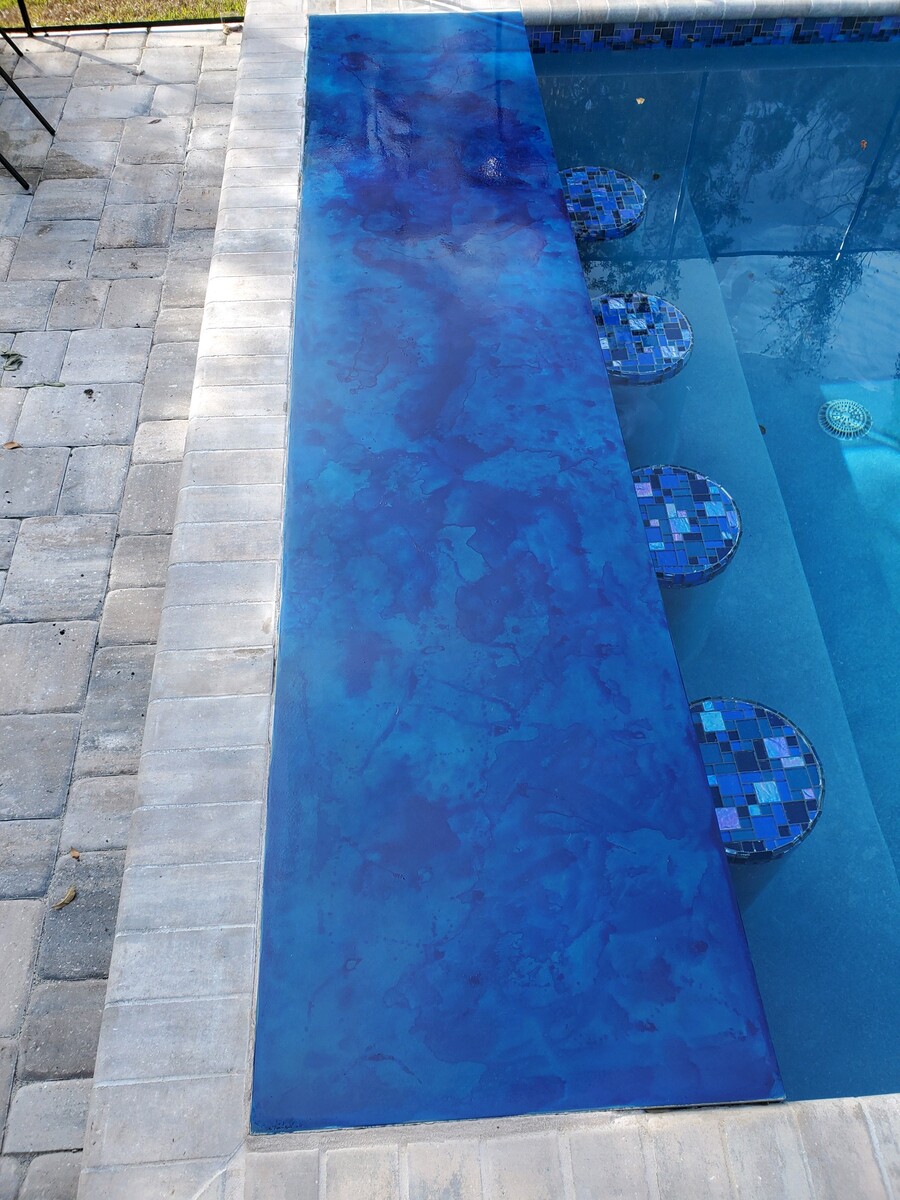 Electric Blue Swim Up Bar Top